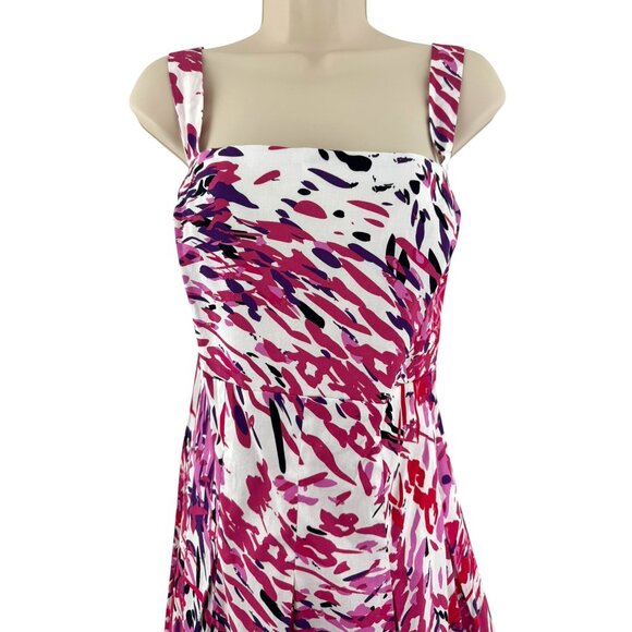 Pink Purple Painted Print Cotton Sundress Size 20W 2X Summer Dress Plus Size New - Picture 2 of 7